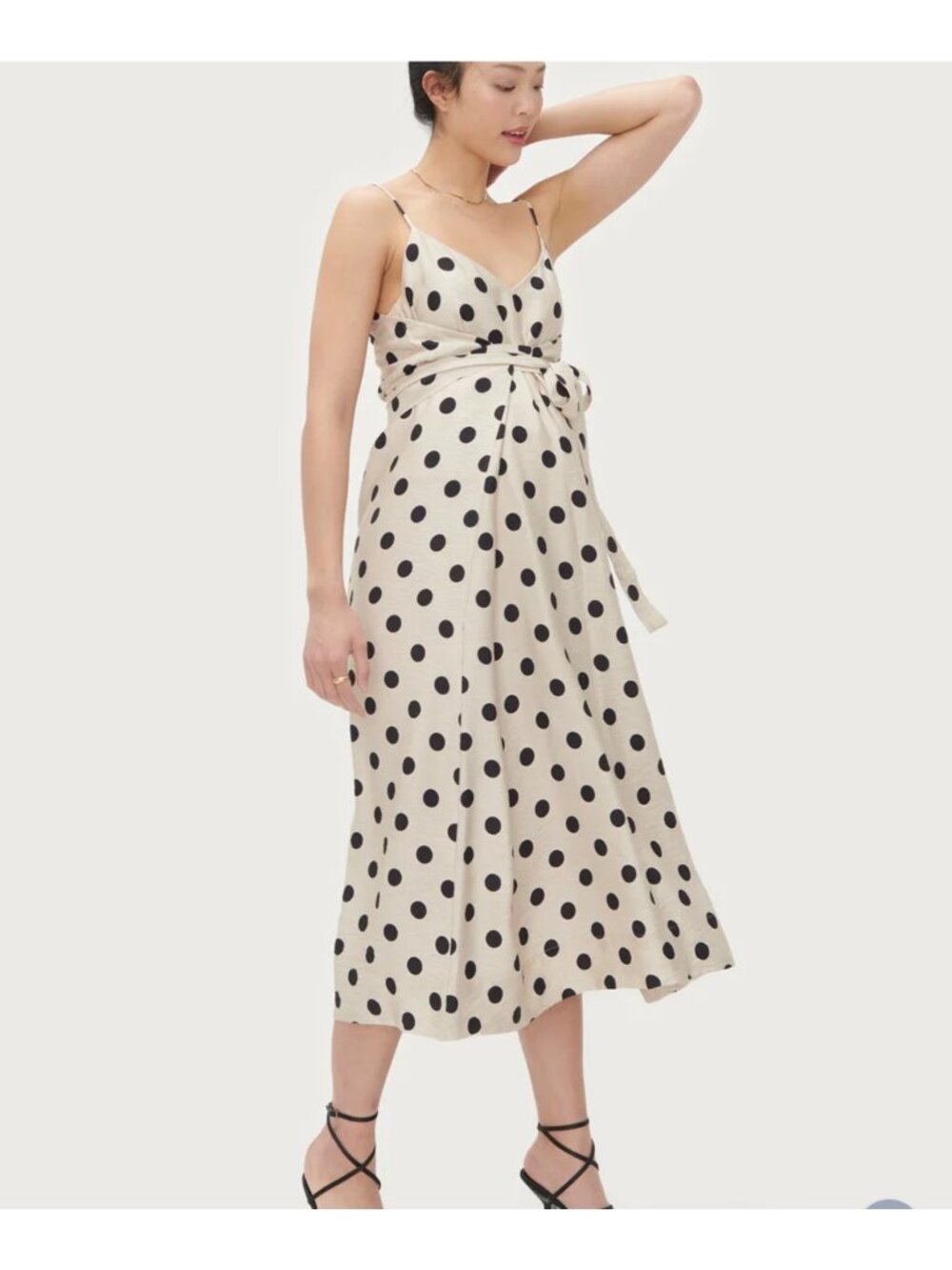 NWT Hatch Collection Tori Wrap Polka Dot beige Midi Dress hatch2 waist58in bust